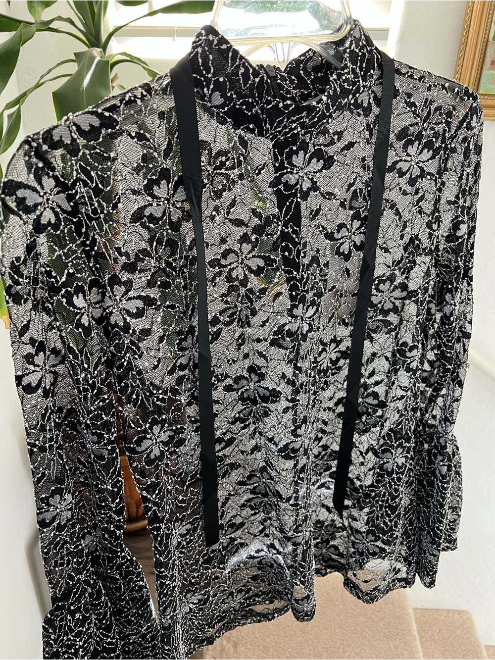 Anne Fontaine Sheer Black Lace Top Laurine Victorian Goth Romantic FR 42 US 10 - Picture 11 of 14